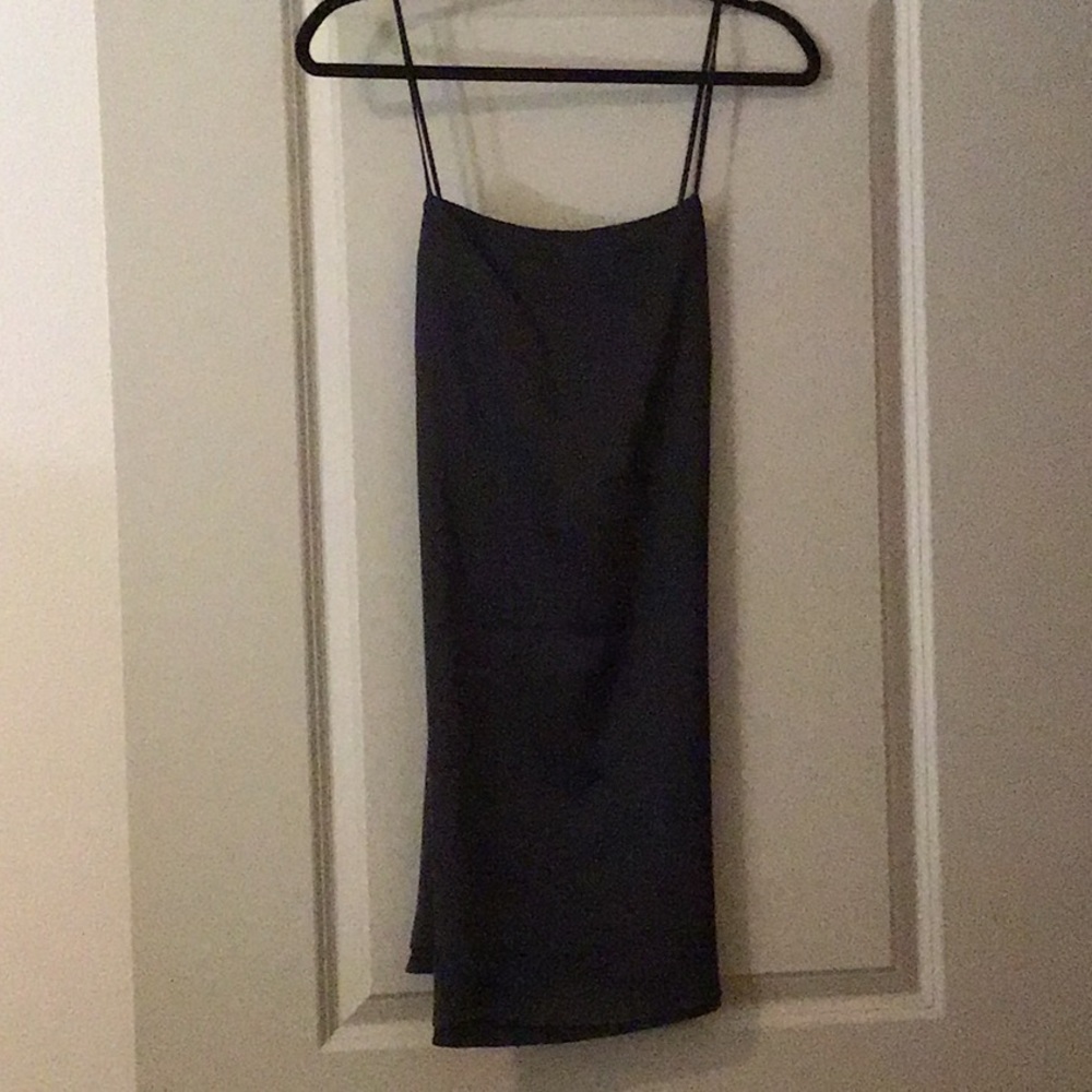 Black satin slip dress